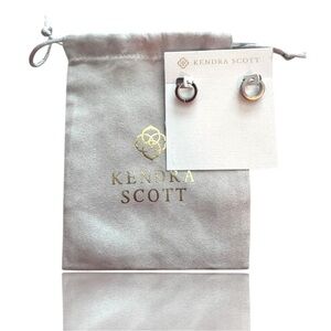 Kendra Scott Jack Huggie Silver Toned Gemstone Earrings w Dustbag